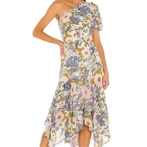 NWOT - ASTR The Label Santorini Floral One-Shoulder Midi Dress